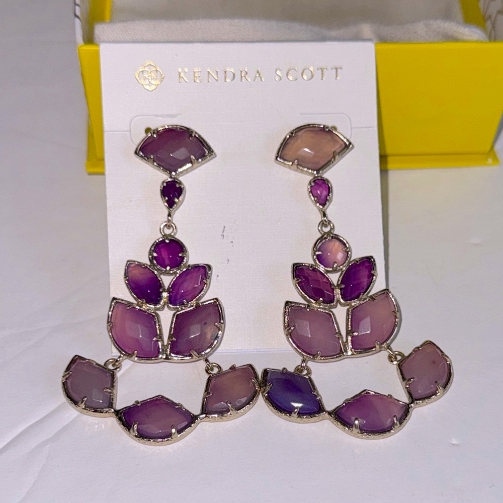 Vintage Kendra Scott Daphiney Purple Agate Chandelier Earrings
